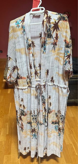 Kimono/Sobrecamisa Zara Talla Única Palmeras