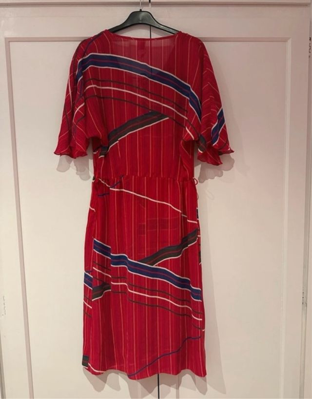 Vestido vintage de gasa con estampado de rayas
