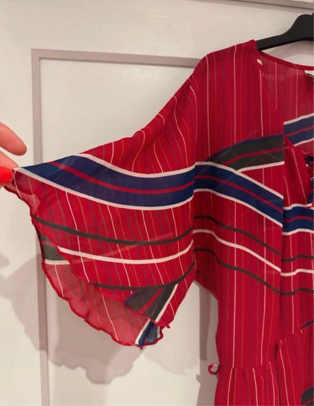 Vestido vintage de gasa con estampado de rayas