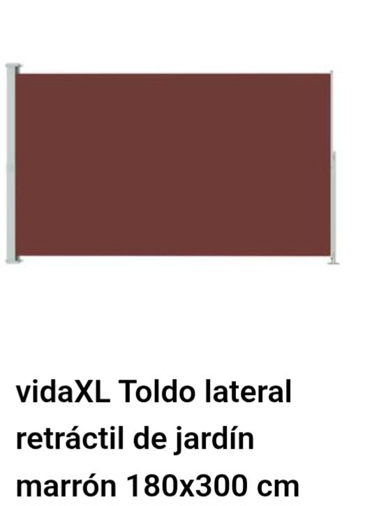 Toldo lateral retráctil jardín marrón 180x300 cm