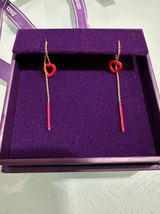 Pendientes Aristocrazy Nuevos Corazón Oro y Rojo