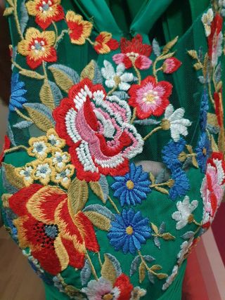 Vestido Pronovias T46 Verde Flores Nuevo