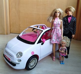 Barbie Fiat 500 Auto bianca con bambole