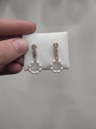Pendientes Oro Perlas y Circonitas