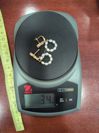 Pendientes Oro Perlas y Circonitas