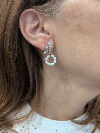 Pendientes Oro Perlas y Circonitas
