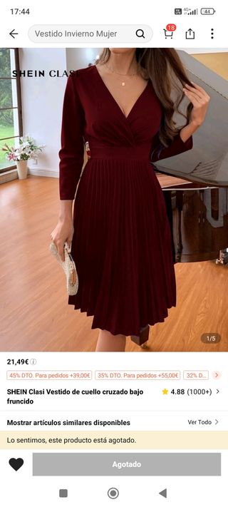 Vestido midi granate