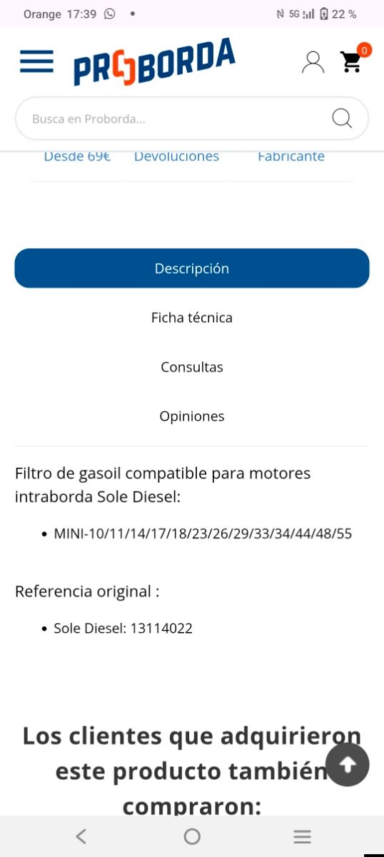 Filtro Gasoil HIFI IF8001 13114022