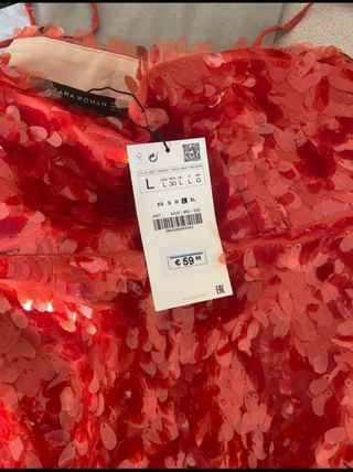 Vestido Zara Lentejuelas Rojo Naranja