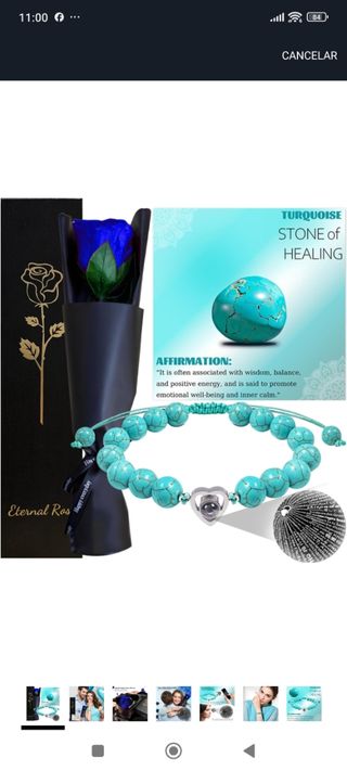 Rosa Eterna Azul con Pulsera Turquesa
