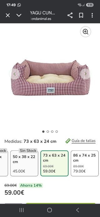 Cama Perro Yagu Elegant Cuadros Rojo/Blanco
