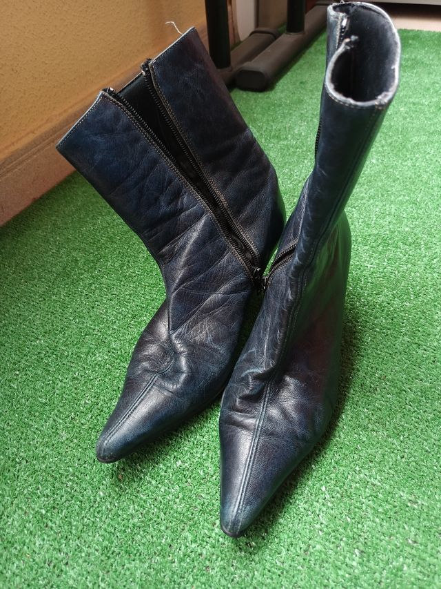 Botines piel punta fina mujer
