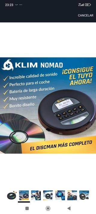 Reproductor CD KLIM MP3 Aux Bluetooth Tarjeta SD