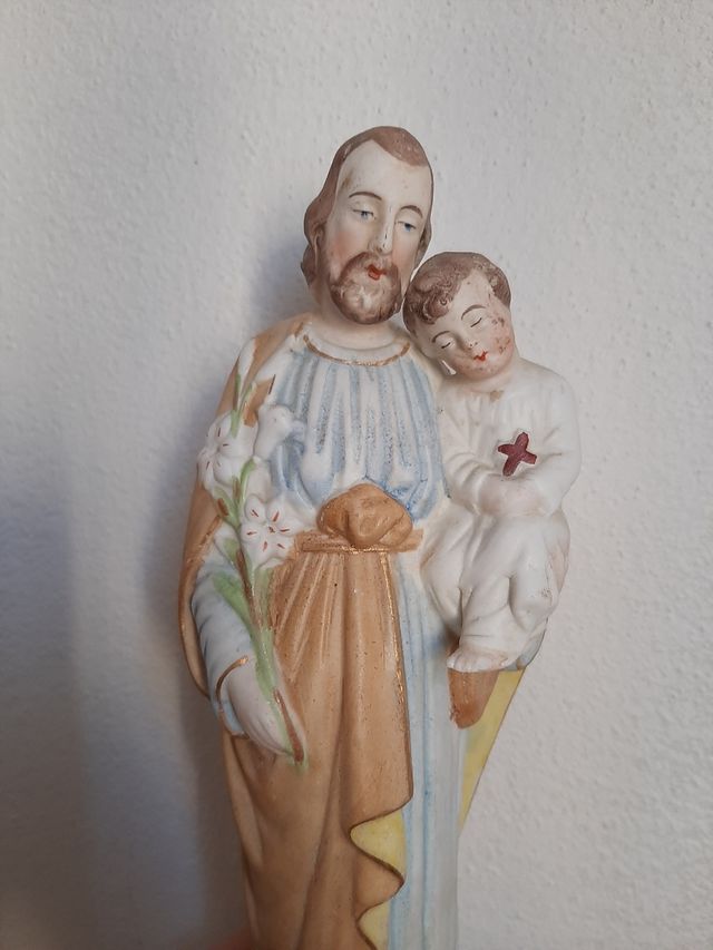 Statuetta Giuseppe e Gesù in porcellana