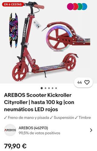 AREBOS Scooter patinete Cityroller hasta 100 k