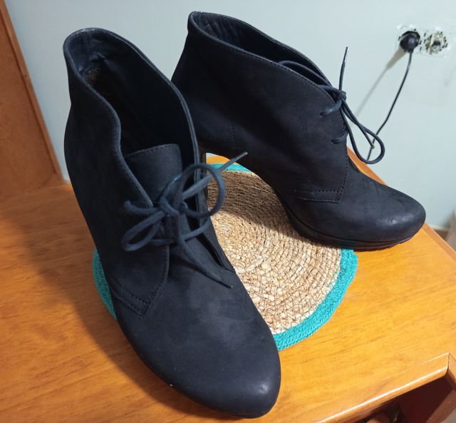 Botines mujer negros tacón alto 100% piel