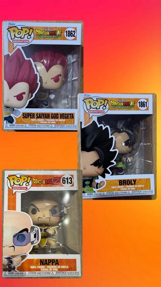 Lote 3 Funko Pop Dragon Ball Z Broly Vegeta Nappa