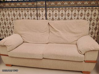Sofá 2 plazas + 2 butacas tela beige