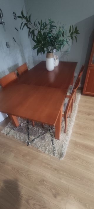 Mesa de comedor y 4 sillas.la mesa extensible.