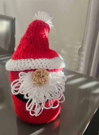 Barattolo Uncinetto Babbo Natale Rosso Bianco