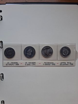  16 monedas: Guatemala, Honduras, El Salvador,Nica