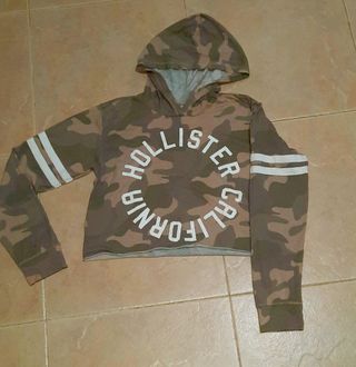 Sudadera Hollister Camuflaje Crop Top Capucha