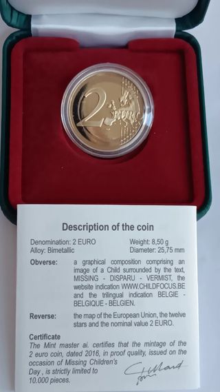 Moeda de 2 euros prof Bélgica de 2016
