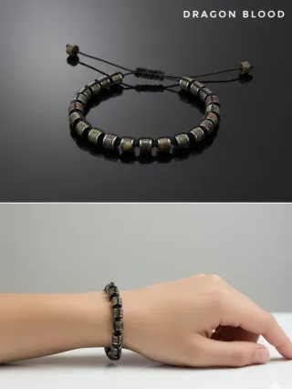 Bracciale regolabile di Dragon Blood ed Ematite
