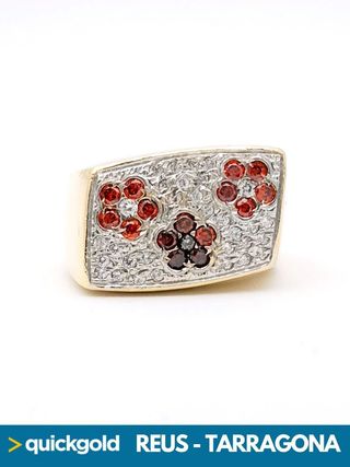 035-01-0151 ANILLO ORO DE 18K FLORES  T15