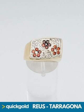 035-01-0151 ANILLO ORO DE 18K FLORES  T15