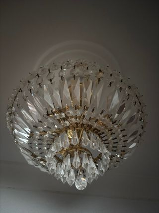 Lámpara de cristal colgante dorada