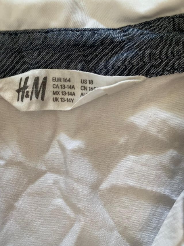 Camicia a manica corta in cotone bianco 13 anni