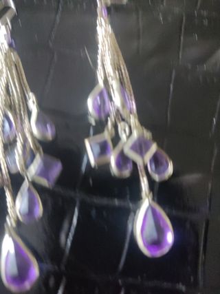 Pendientes largos plata y morado