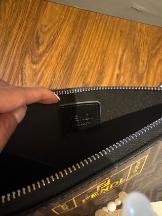 Borsa da toilette Fendi marrone e oro