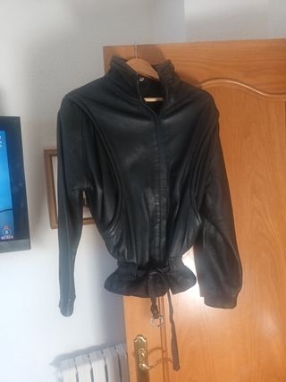 Cazadora Piel Negra Mujer
