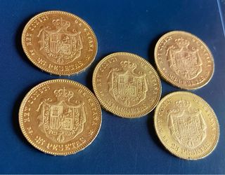 5 Monedas Oro 25 Pesetas Alfonso XII