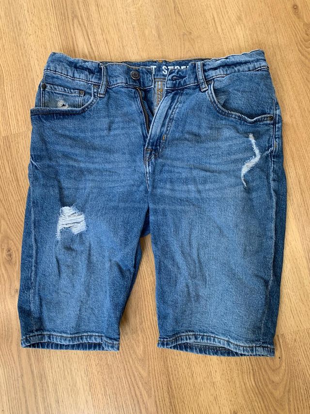 Shorts in denim elasticizzato con strappi 12-13 anni