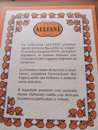 Lastra Argento 925 Alliani Bassorilievo