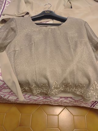 Conjunto de fiesta/boda  de 3 piezas señora beige 