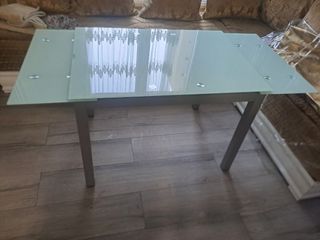 Mesa comedor cristal extensible gris