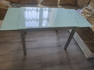 Mesa comedor cristal extensible gris