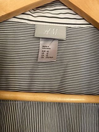 Camisa H&M Rayas Grises Talla 42