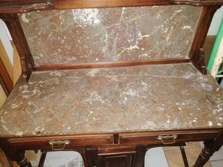 Tocador antiguo madera y mármol con espejo