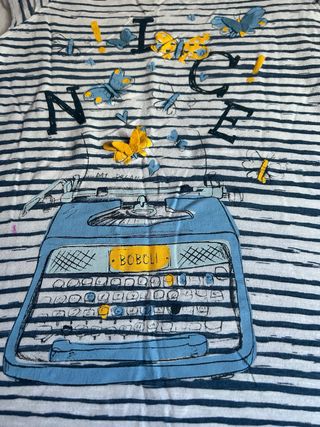 Camiseta Boboli rayas mariposa máquina escribir
