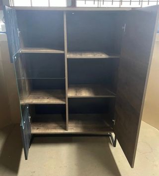 Vitrina salón madera y cristal