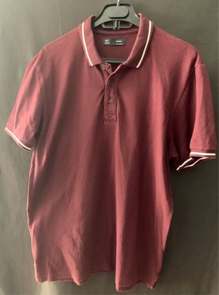 Camiseta Polo Bershka Burdeos Talla XL