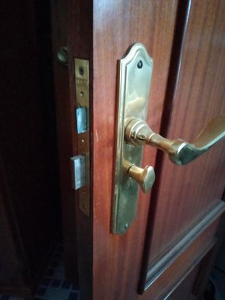 Puertas de madera con manilla dorada