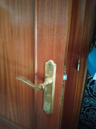 Puertas de madera con manilla dorada