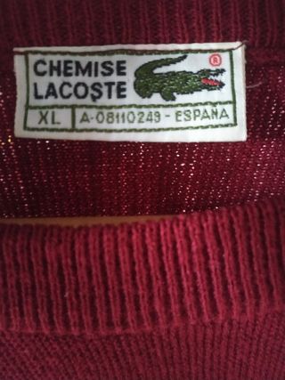 Jersey Lacoste granate Talla XL. 