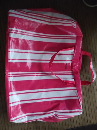 Bolsa de playa Tous rayas rosa y blanco